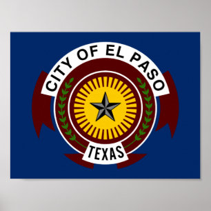 Poster Cartaz da Bandeira da Cidade de El Paso, Texas