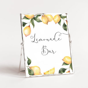 Poster Cartaz da barra de limonada de limão aquarela