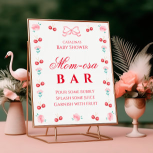 Poster Cartaz da Barra de Mom-osa Floral Cereja Elegante