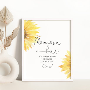 Poster Cartaz da barra Momosa de baby shower de girassol 