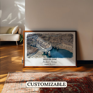 Poster Cartaz da Barragem Hoover Arizona, Aquarela, Perso