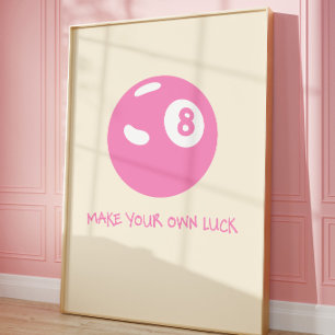Poster Cartaz da Bola 8 da Sorte Arte de Parede Rosa Co