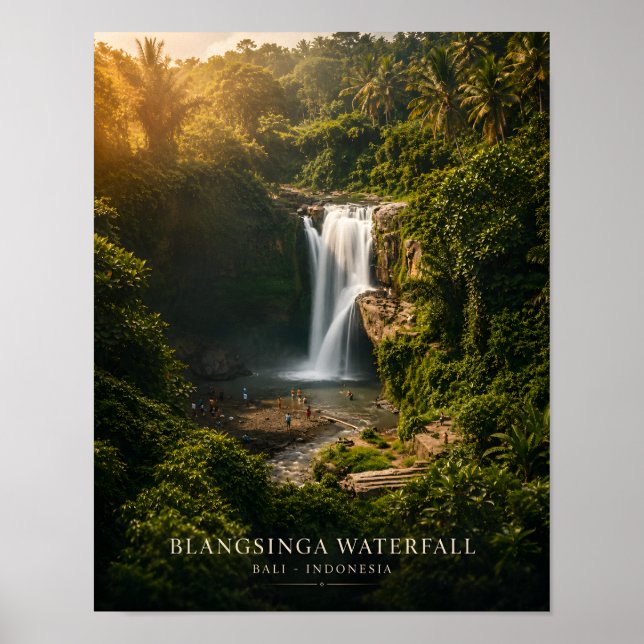 Poster Cartaz da Cachoeira Blangsinga em Bali (Frente)