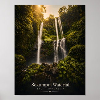 Poster Cartaz da Cachoeira Sekumpul de Bali