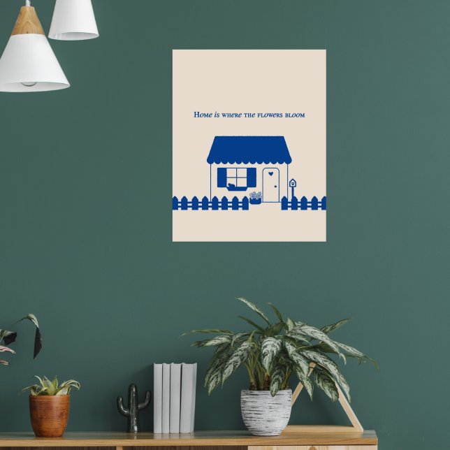 Poster Cartaz da Casa Minimalista Azul (Sala de Estar 1)