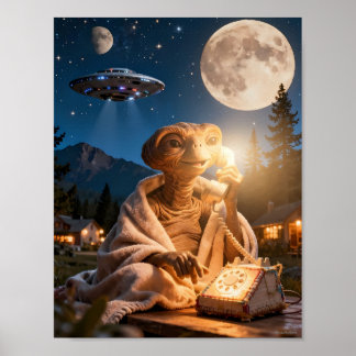 Poster Cartaz da Cena da Chamada Alienígena ao Luar