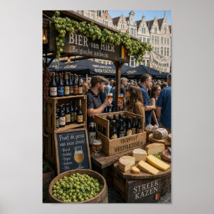 Poster Cartaz da Cena de Degustação de Cerveja no Mercado