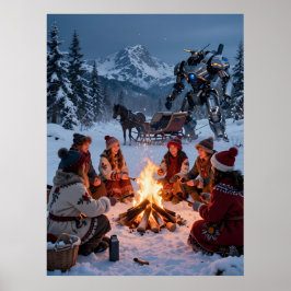 Poster Cartaz da Cena do Trenó da Fogueira de Inverno de