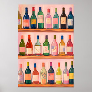 Poster Cartaz da Coleção de Vinhos Coloridos, Carrinho de