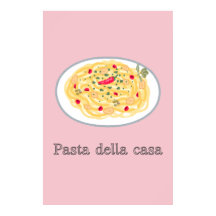 Cartaz da Cozinha Cor-de-Rosa Aglio Olio Pasta Del