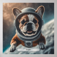 Cartaz da Creche Espacial do Bulldog Francês Astro