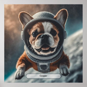 Poster Cartaz da Creche Espacial do Bulldog Francês Astro