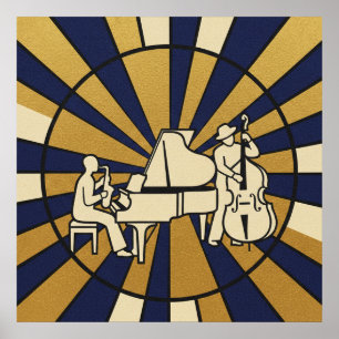 Poster Cartaz da Diva do Jazz Esmeralda Verde e Dourado A