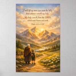 Poster Cartaz da Escritura do Salmo 121:1-2 KJV | Arte Cr
