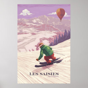 Poster Cartaz da Estação de Esqui Les Saisies França