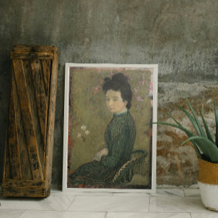Poster Cartaz da Eva Meurier com um Vestido Verde