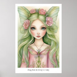 Poster Cartaz da Fada Borboleta Pink Pixie