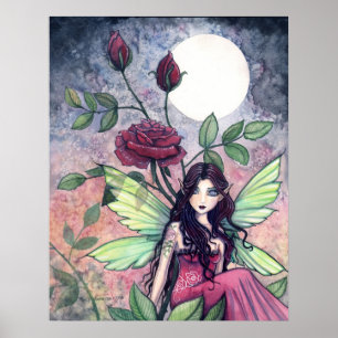 Poster Cartaz da Fada Rosa Vermelha Gótica por Molly Harr