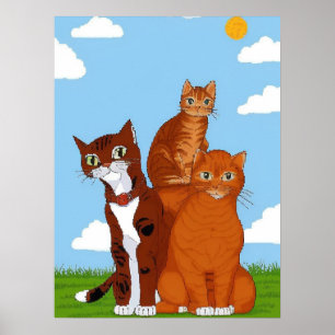 Poster Cartaz da Família de Gatos Caprichosa - Arte de Pa