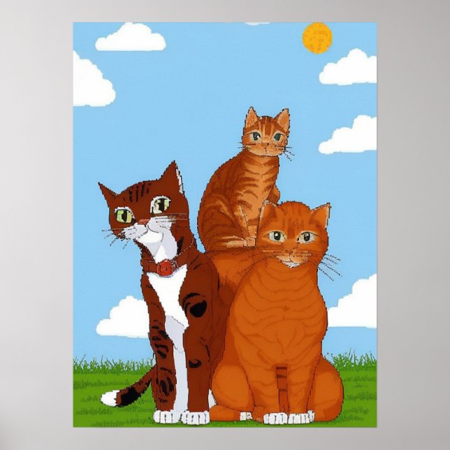 Poster Cartaz da Família de Gatos Caprichosa - Arte de Pa (Frente)