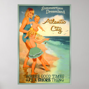 Poster Cartaz da Família Retro Nova da Costa de Jersey de