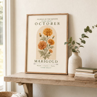 Poster Cartaz da Flor de Nascimento do Calêndula de Outub