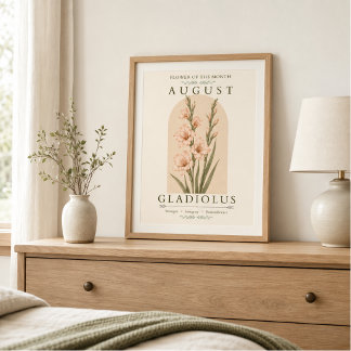 Poster Cartaz da Flor de Nascimento do Gladíolo de Agosto