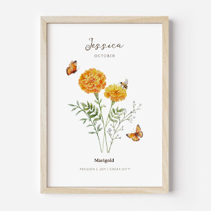 Poster Cartaz da Flor de Nascimento Marigold
