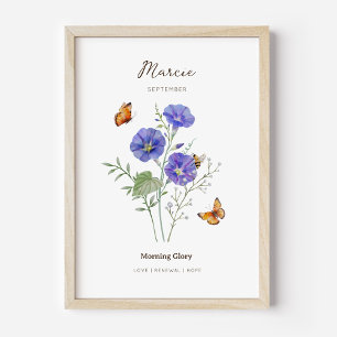 Poster Cartaz da Flor do Mês de Nascimento Morning Glory