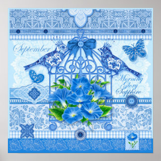 Poster Cartaz da Flor do Mês e Gema de Setembro em Gaiola