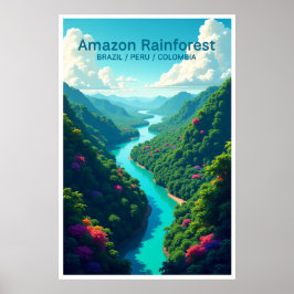 Poster Cartaz da Floresta Amazônica Brasil Peru Colômbia