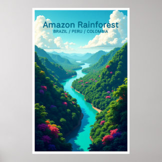 Poster Cartaz da Floresta Amazônica Brasil Peru Colômbia