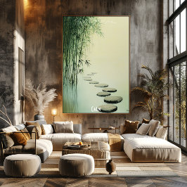 Poster Cartaz da Floresta de Bambu e Caminho de Pedra Cal