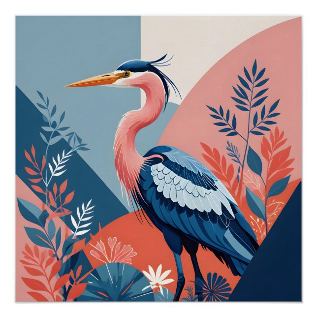 Pôster cartaz da garça de crista azul (Frente)