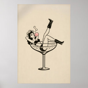 Poster Cartaz da Garota do Martini, Mulher Minimalista