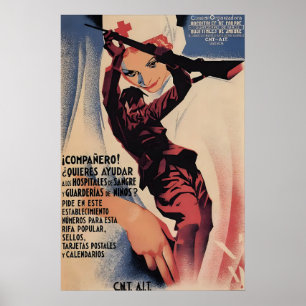 Poster Cartaz da Guerra Civil Espanhola Camarada, ajude o