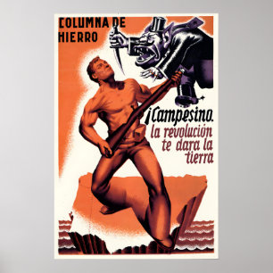 Poster Cartaz da Guerra Civil Espanhola Camponês, ele rev