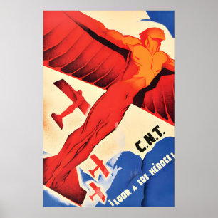 Poster Cartaz da Guerra Civil Espanhola CNT Elogie nossos