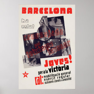 Poster Cartaz da Guerra Civil Espanhola O Fascismo invade