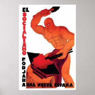 Poster Cartaz da Guerra Civil Espanhola O socialismo forj