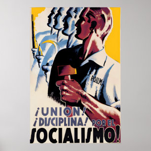 Poster Cartaz da Guerra Civil Espanhola POUM Unidade! Dis