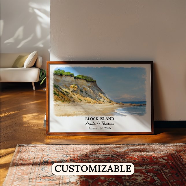Poster Cartaz da Ilha Block Rhode Island, Aquarela (Criador carregado)