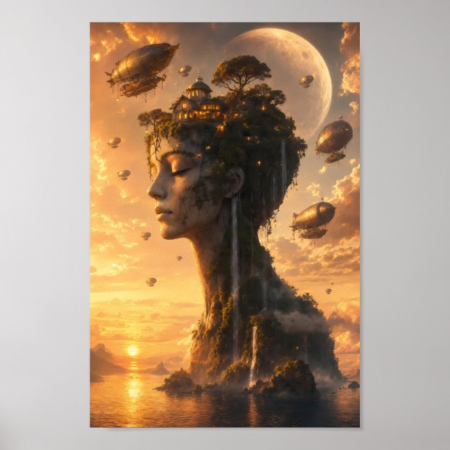 Poster Cartaz da Ilha do Céu Steampunk Dreambound (Frente)