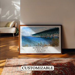 Poster Cartaz da Ilha Mackinac Michigan, Aquarela, Custo