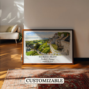Poster Cartaz da Ilha Mackinac Michigan, Aquarela, Custo