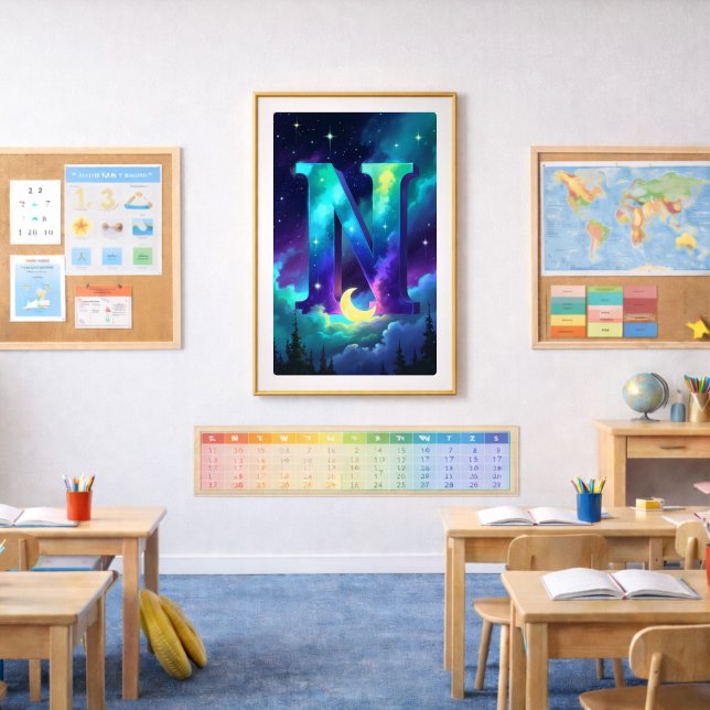 Pôster Cartaz da letra N da Aurora | Arte das Luzes do No (Criador carregado)