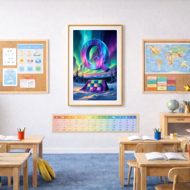 Pôster Cartaz da letra Q da Aurora | Arte das Luzes do No (Criador carregado)