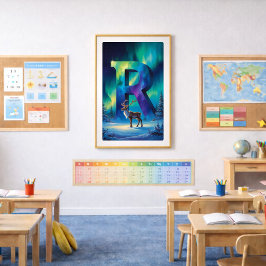 Pôster Cartaz da Letra R da Aurora | Arte das Luzes do No