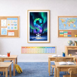 Pôster Cartaz da letra S da Aurora | Arte das Luzes do No