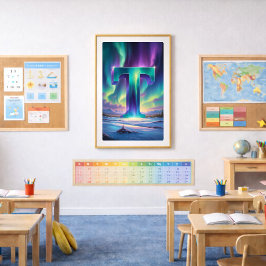 Pôster Cartaz da letra T da Aurora | Arte das Luzes do No